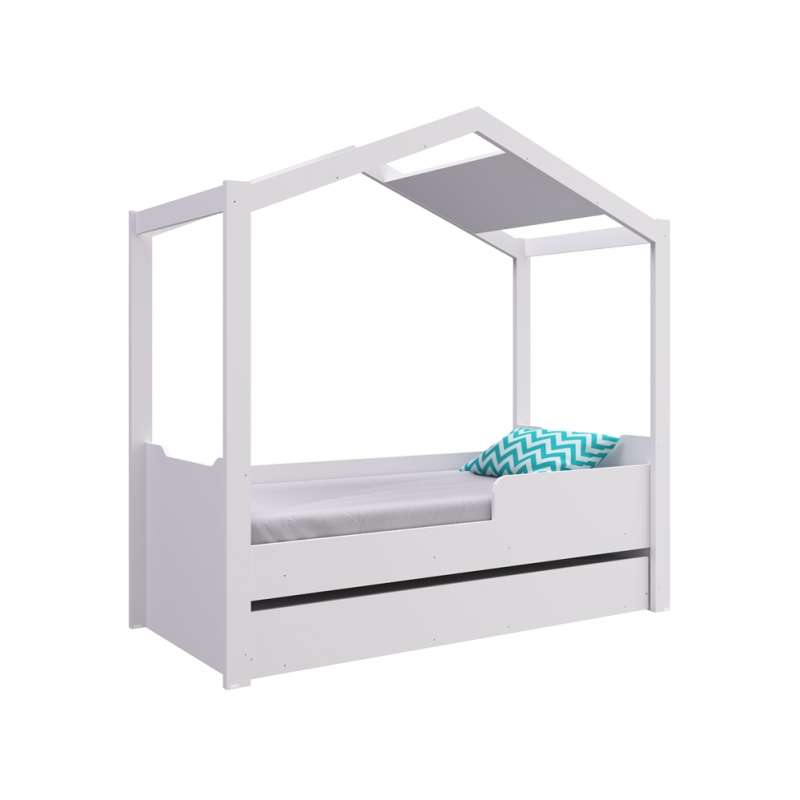 Mini Cama Casinha Montessoriana com Auxiliar Branco Completa Móveis - Branco