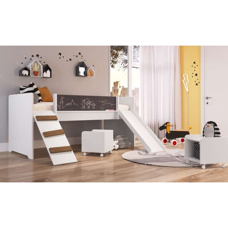 Nicho Banco com Rodízios Branco Completa Móveis - Branco