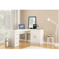 Mesa Espanha com Gavetas em Madeira Branco Politorno