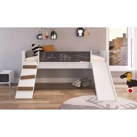 Cama Playground com Escorregador e Rampa Branca Completa Móveis - Branco