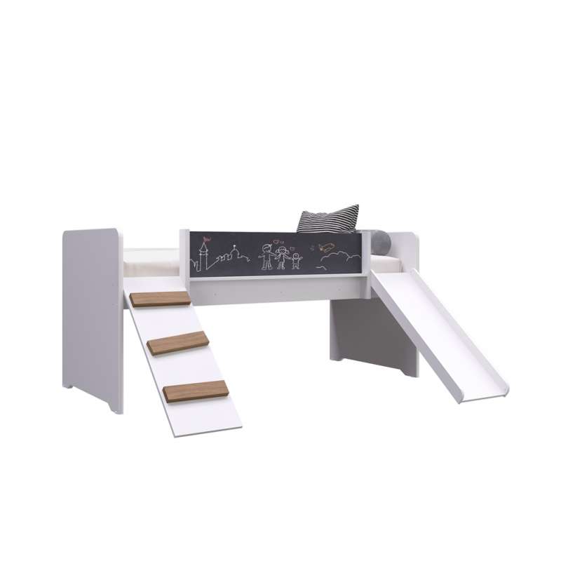 Cama Playground com Escorregador e Rampa Branca Completa Móveis - Branco