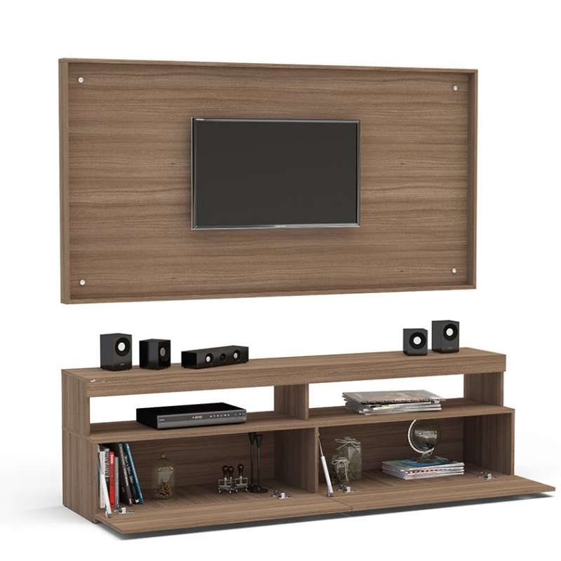 Rack com painel para TV México Castanho Politorno - Castanho