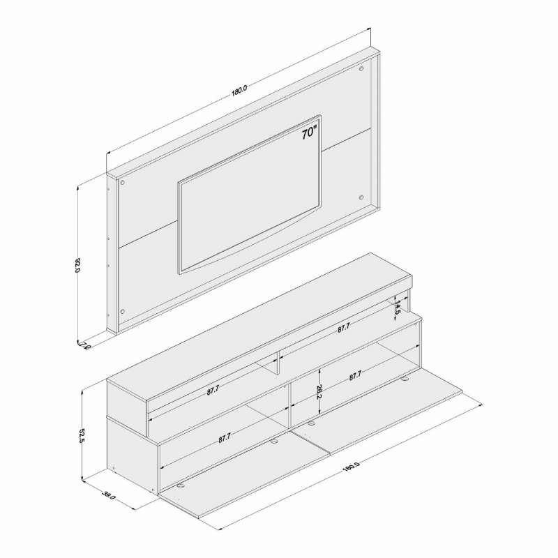 Rack com painel para TV México Castanho Politorno - Castanho