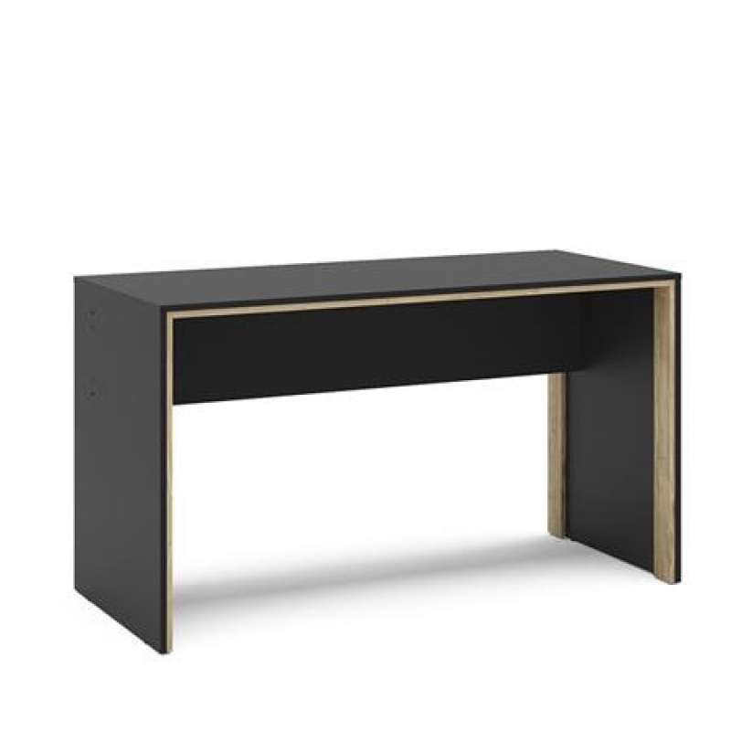 Mesa de Escritório 1,35m Los Angeles Preto/Carvalho Politorno - Preto - Carvalho Claro