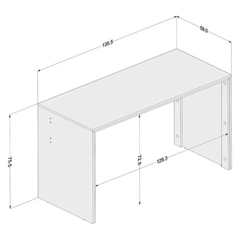 Mesa de Escritório 1,35m Los Angeles Preto/Carvalho Politorno - Preto - Carvalho Claro
