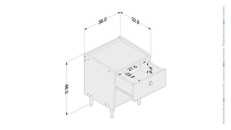 Mesa de Cabeceira Retrô Luisiana Branco Politorno - Branco