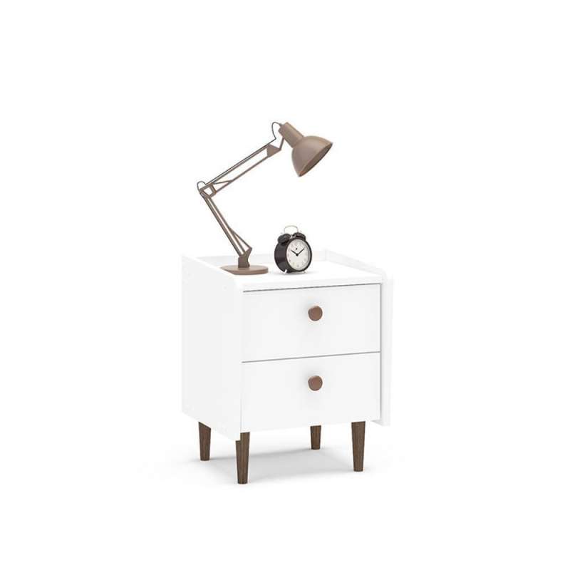 Mesa de Cabeceira Retrô Luisiana Branco Politorno - Branco