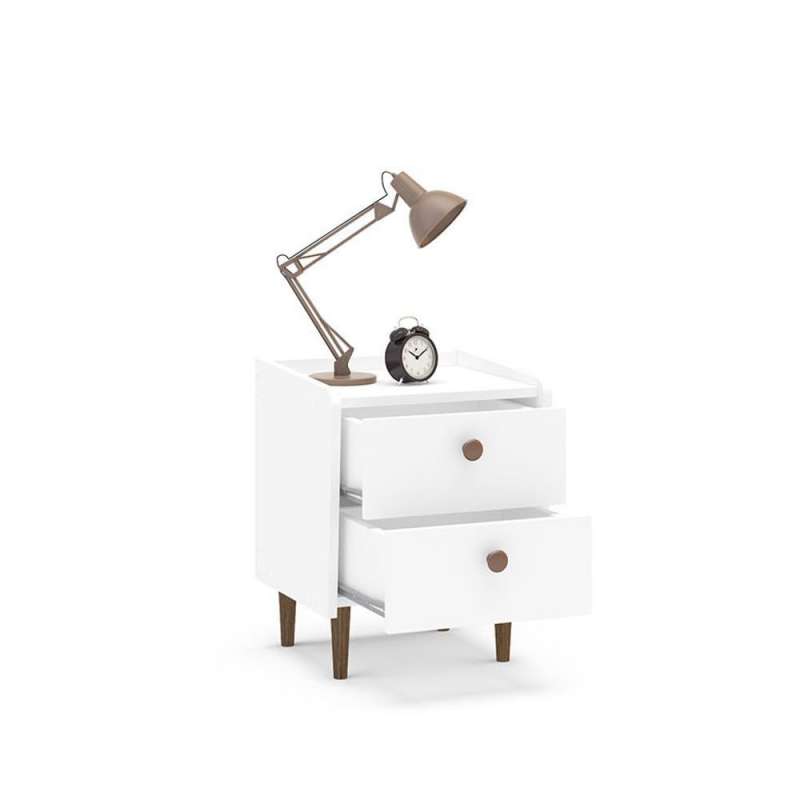 Mesa de Cabeceira Retrô Luisiana Branco Politorno - Branco