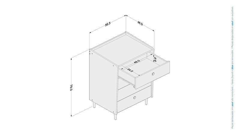 Cômoda Retrô 4 gavetas Luisiana Branco Politorno - Branco