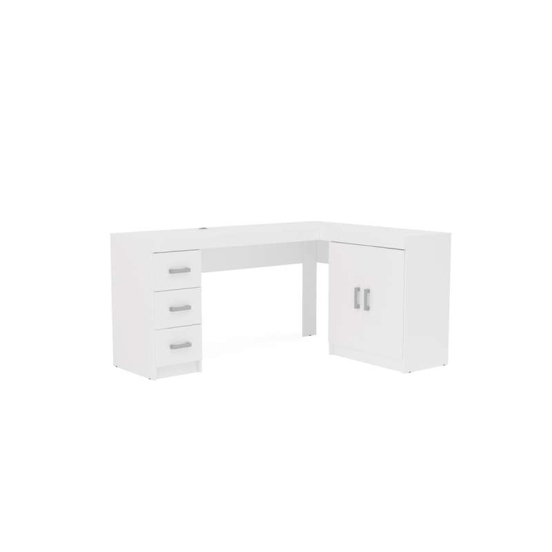 Mesa Espanha com Gavetas em Madeira Branco Politorno - Branco