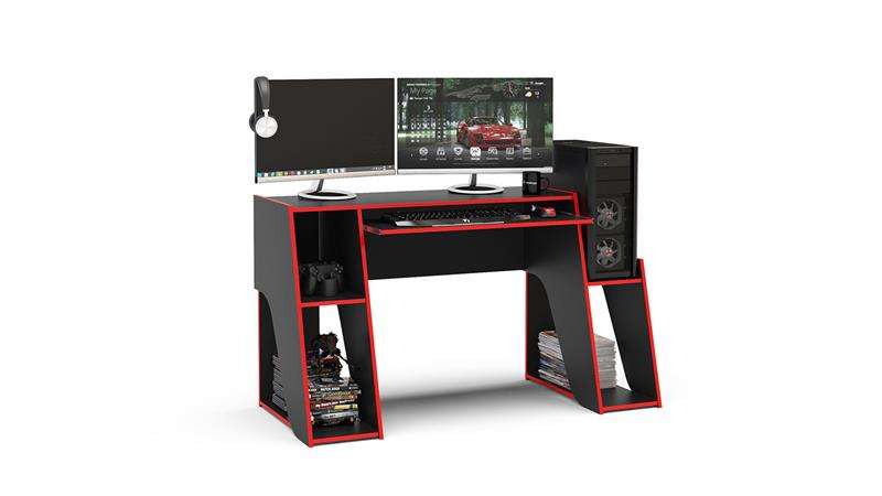 Mesa Gamer Kyoto Preto e Vermelha Politorno - Preto-Vermelho