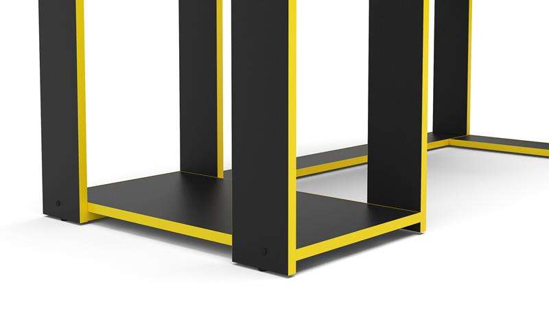 Mesa Gamer Singapura Preto e Amarelo Politorno - Preto-Amarelo
