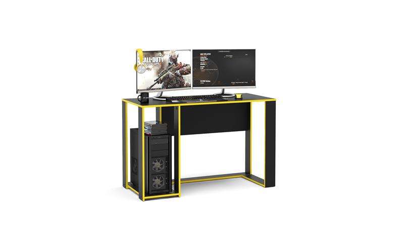 Mesa Gamer Singapura Preto e Amarelo Politorno - Preto-Amarelo