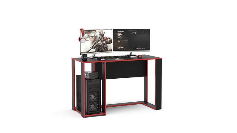Mesa Gamer Singapura Preto e Vermelho Politorno - Preto-Vermelho