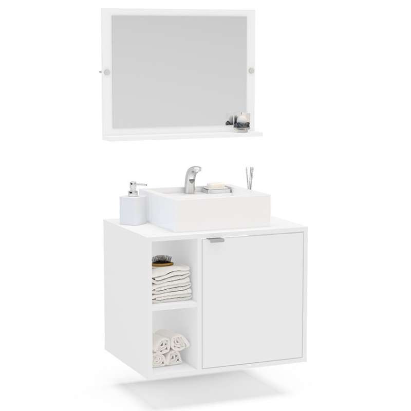 Gabinete com Espelho para banheiro Suzano Branco Politorno - Branco