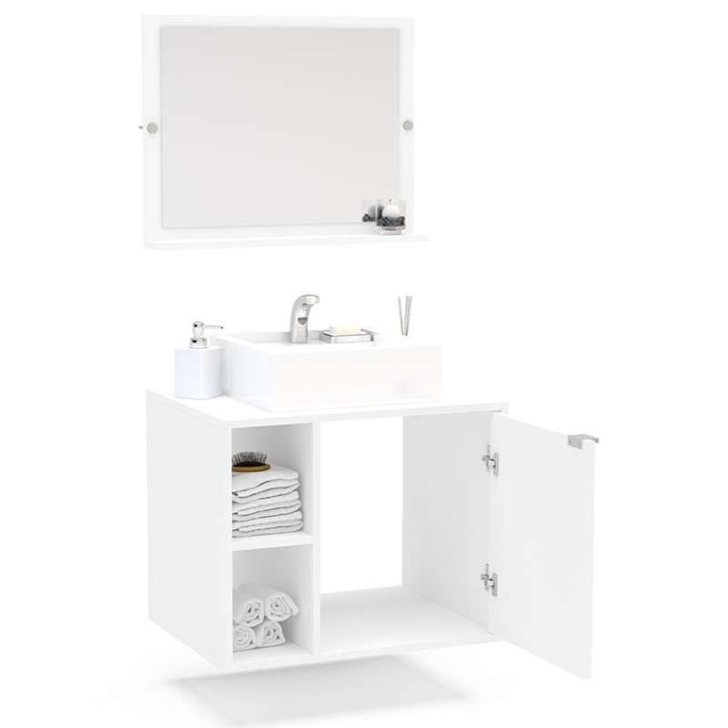Gabinete com Espelho para banheiro Suzano Branco Politorno - Branco