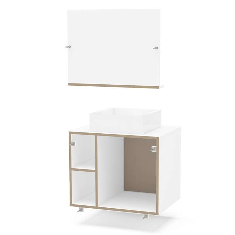 Gabinete com Espelho para banheiro Suzano Branco Politorno - Branco