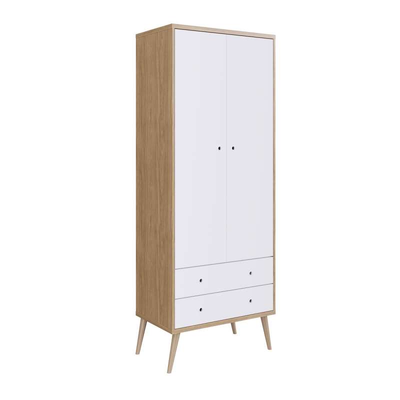 Roupeiro Retrô 2 Portas 2 Gavetas Pés Palito Itapua e Branco Completa Móveis - Itapua/Branco