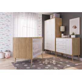 Roupeiro Retrô 3 Portas 2 Gavetas Pés Palito Itapua e Branco Completa Móveis - Itapua/Branco