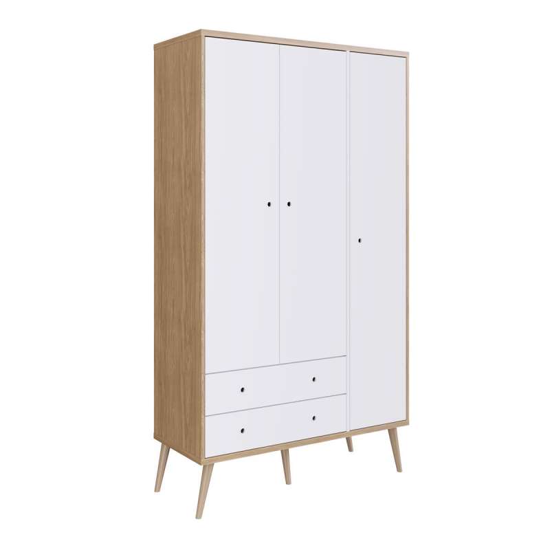 Roupeiro Retrô 3 Portas 2 Gavetas Pés Palito Itapua e Branco Completa Móveis - Itapua/Branco