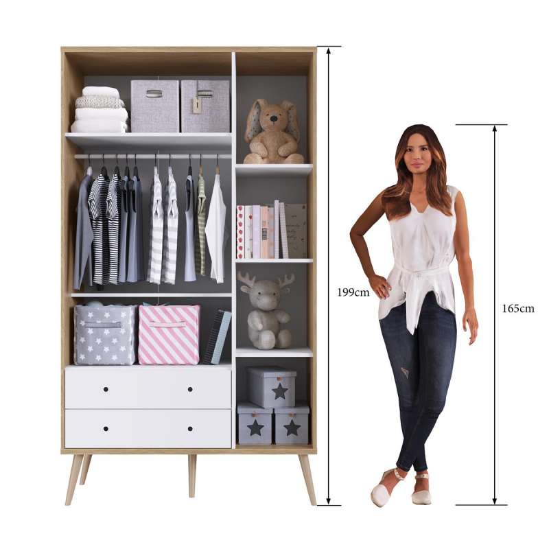 Roupeiro Retrô 3 Portas 2 Gavetas Pés Palito Itapua e Branco Completa Móveis - Itapua/Branco