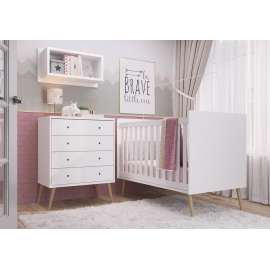 Berço Retrô Mini Cama Pés Palito Branco Completa Móveis - Branco