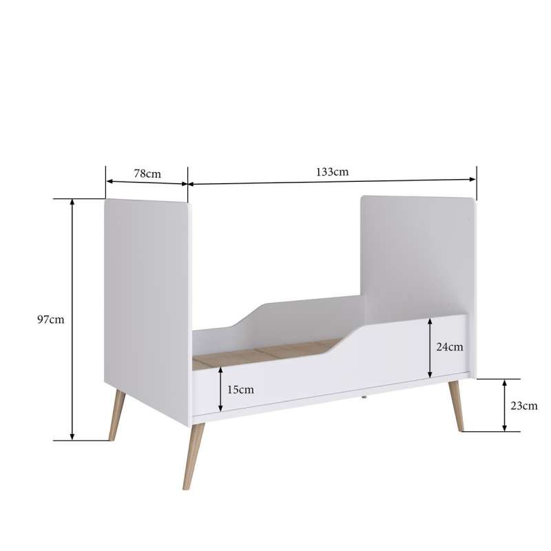 Berço Retrô Mini Cama Pés Palito Branco Completa Móveis - Branco