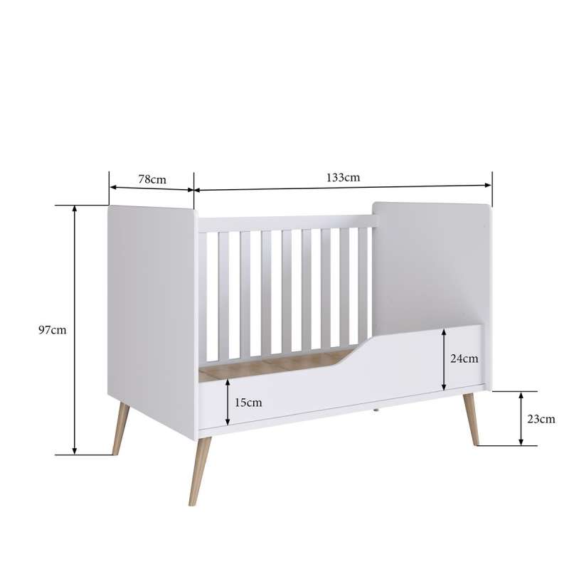 Berço Retrô Mini Cama Pés Palito Branco Completa Móveis - Branco