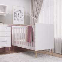 Berço Retrô Mini Cama Pés Palito Branco Completa Móveis