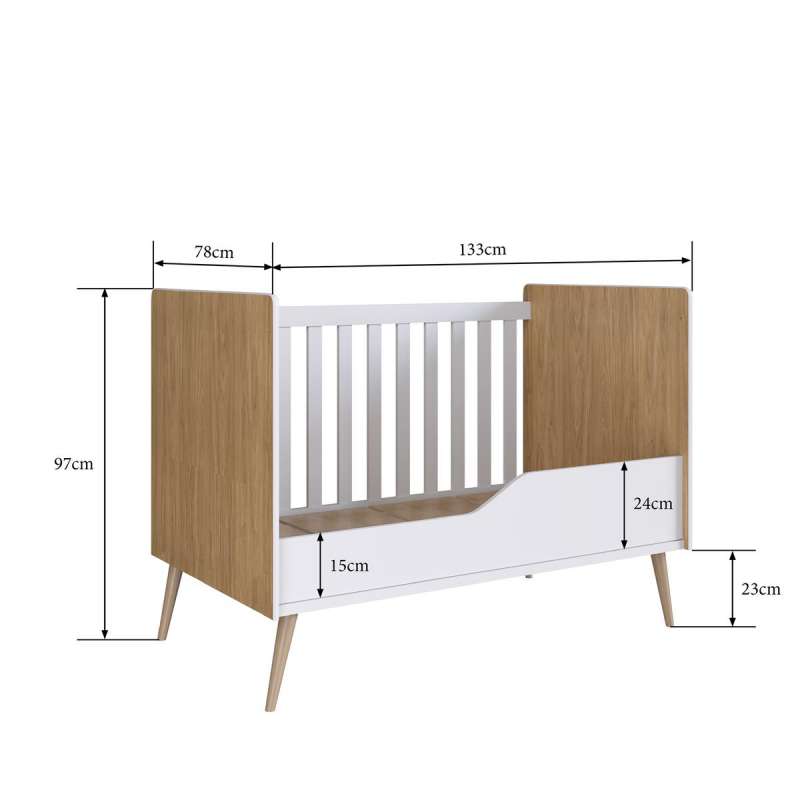 Berço Retrô Mini Cama Pés Palito Itapua e Branco Completa Móveis - Itapua/Branco