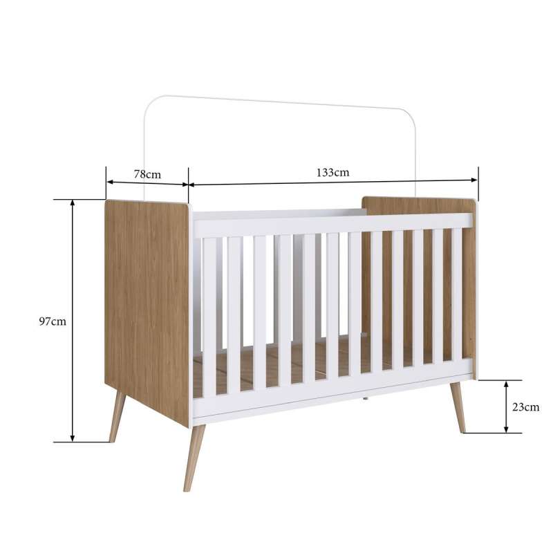 Berço Retrô Mini Cama Pés Palito Itapua e Branco Completa Móveis - Itapua/Branco