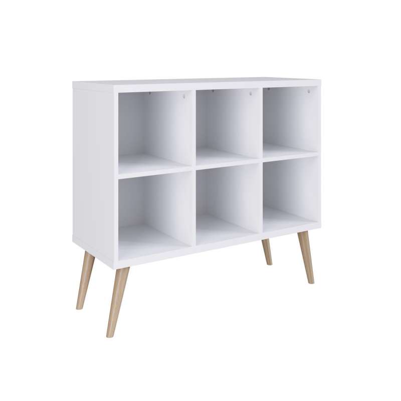 Estante Retrô 6 Nichos Pés Palito Branco Completa Móveis - Branco