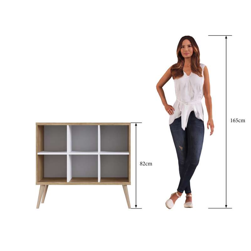 Estante Retrô 6 Nichos Pés Palito Itapua e Branco Completa Móveis - Itapua/Branco
