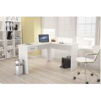 Mesa de Canto Escritório Fênix 1 Gaveta Branca Politorno