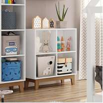 Estante Infantil 4 Nichos com Pés Retrô Branco Completa Móveis