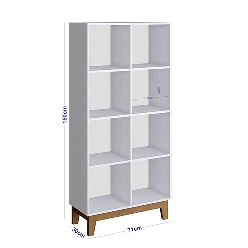 Estante Infantil 8 Nichos com Pés Retrô Branco Completa Móveis - Branco