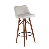 Banqueta Alta Estofada Pés Palito BQ010 Linho Cercatto