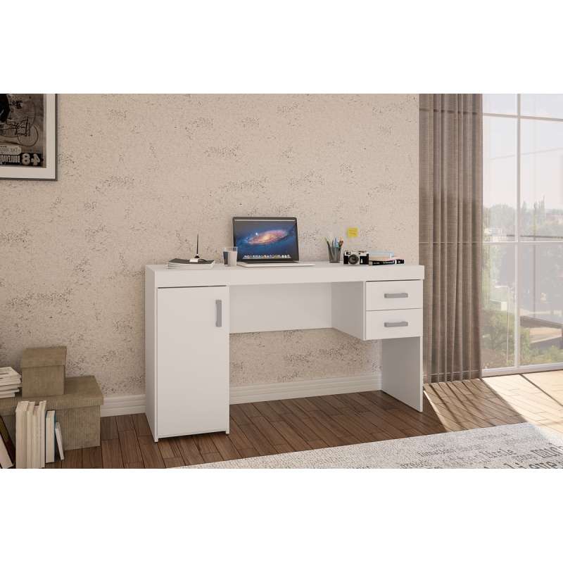 Mesa com Gaveta Miranda Branca Politorno - Branco