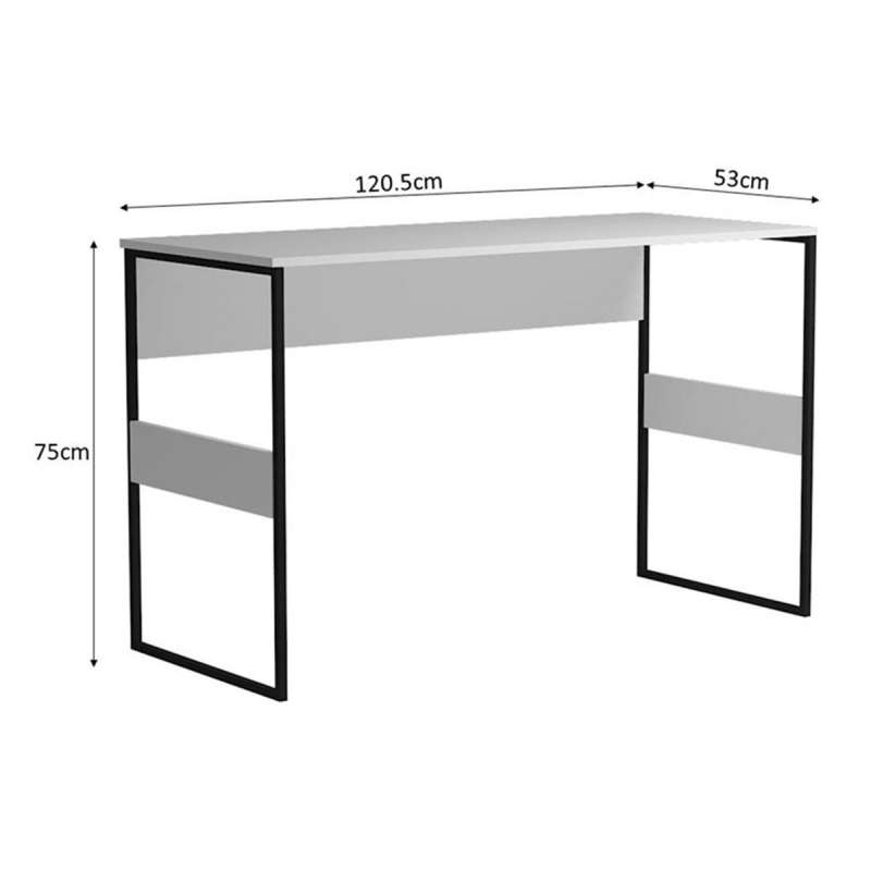 Mesa Home Office Madrid 120cm Branco e Preto - Branco e Preto