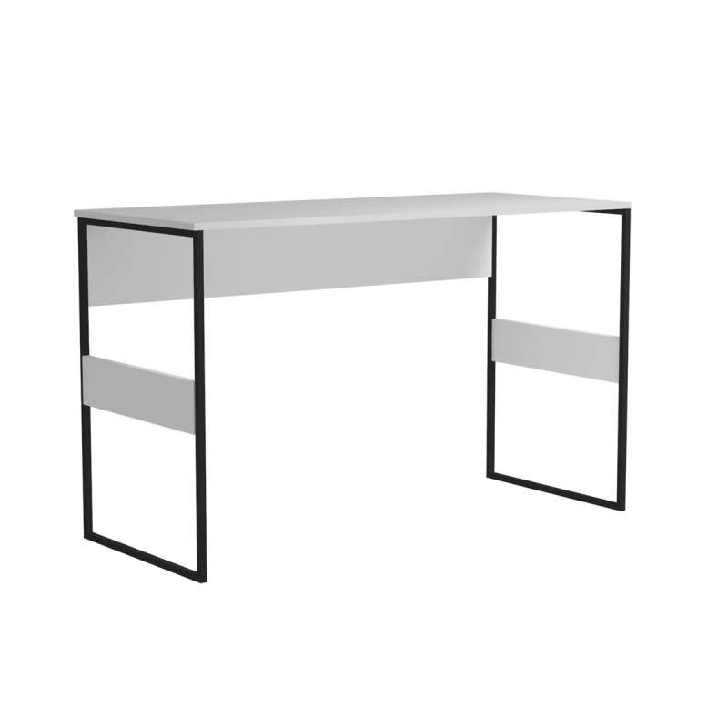 Mesa Home Office Madrid 120cm Branco e Preto - Branco e Preto