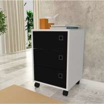Gaveteiro de 3 Gavetas Roma estilo industrial Branco e Preto Gaveteiro de 3 Gavetas Roma estilo industrial Branco e Preto