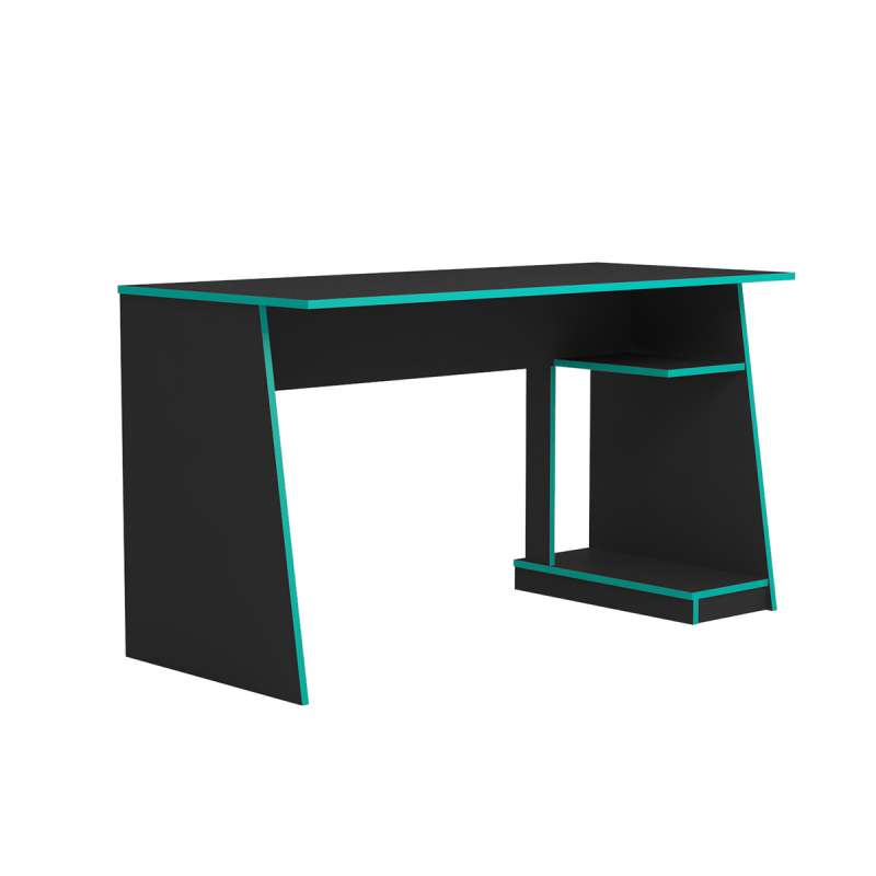 Mesa Gamer Tank Preto e Azul Metta Mobili - Preto e Aqua