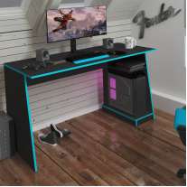 Mesa Gamer Tank Preto e Azul Metta Mobili Mesa Gamer Tank Preto e Azul Metta Mobili
