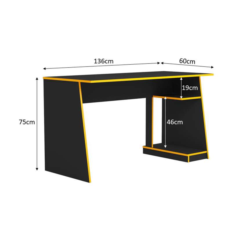 Mesa Gamer Tank Preto e Amarelo Zaile emobilia - Preto e Amarelo