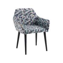 Poltrona Pés Palito Atena Estampada Azul Compezano