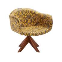 Poltrona Hellius Decorativa Giratória Amarelo Compezano