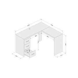 Mesa de Canto Escritório Fênix 3 Gavetas Branco Politorno - Branco