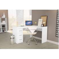 Mesa de Canto Escritório Fênix 3 Gavetas Branco Politorno Mesa de Canto Escritório Fênix 3 Gavetas Branco Politorno