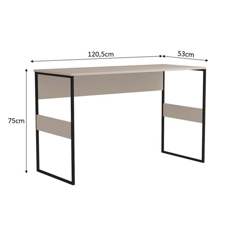 Mesa Home Office Madrid 120cm Bege - Metallic Suede Bege