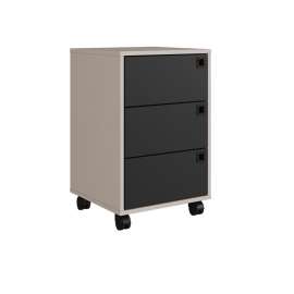 Gaveteiro de 3 Gavetas Roma estilo industrial Suede e Preto - Suede e Preto